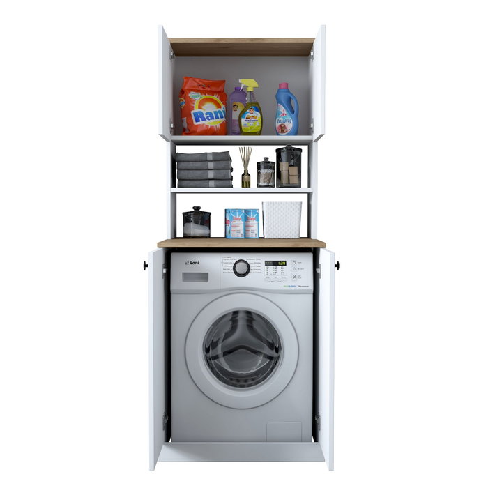 Hanah Home Armario para Lavadora KD102 - 2160 - Nogal, Organizador Funcional para Lavadero